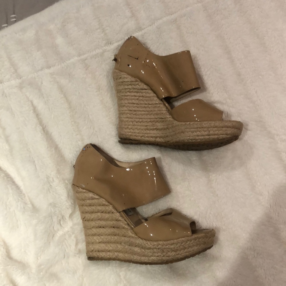 Jimmy Choo patent leather wedge sandals